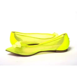 Fluro Gelbe Ballerina-Schuhe mit spitzer Zehenpartie