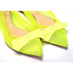 Fluro Gelbe Ballerina-Schuhe mit spitzer Zehenpartie