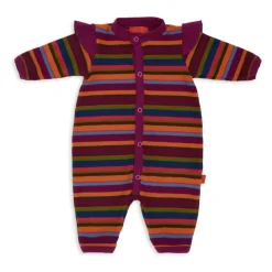 Fuchsia Gestreifter Fleece-Strampler