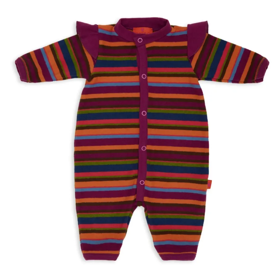 Fuchsia Gestreifter Fleece-Strampler