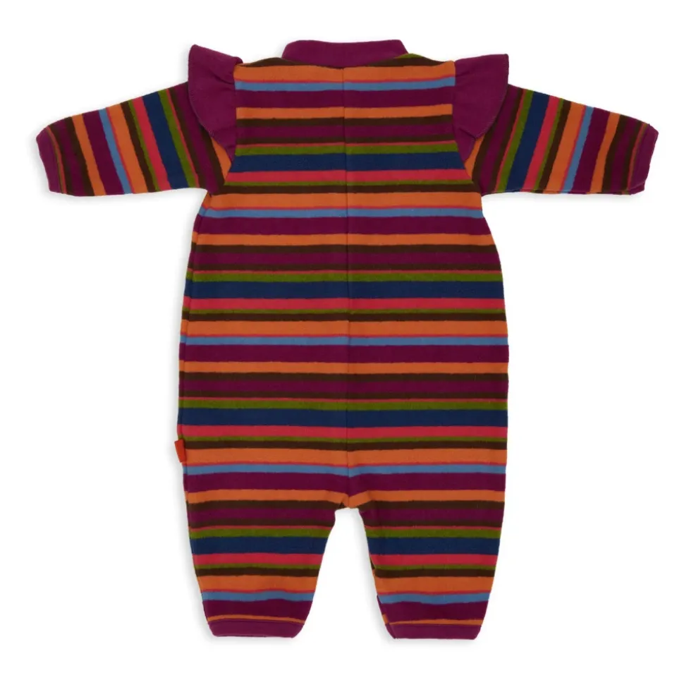 Fuchsia Gestreifter Fleece-Strampler