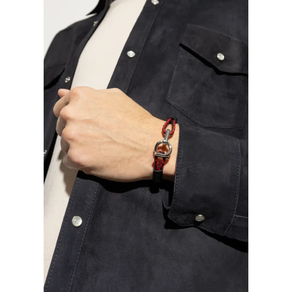 Gancini Two-Tone Geflochtenes Lederarmband