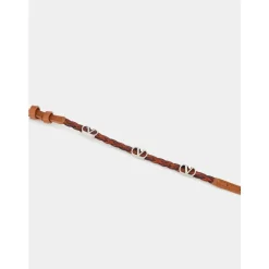 Geflochtenes VLogo Lederarmband Dunkles Brandy