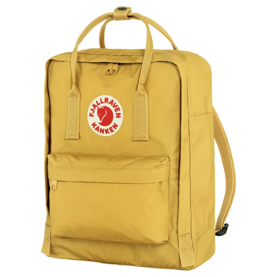 Gelber Stoffrucksack mit Mehreren Taschen