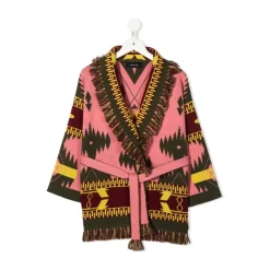 Gemusterte Strickjacke mit Gürtel