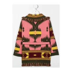 Gemusterte Strickjacke mit Gürtel