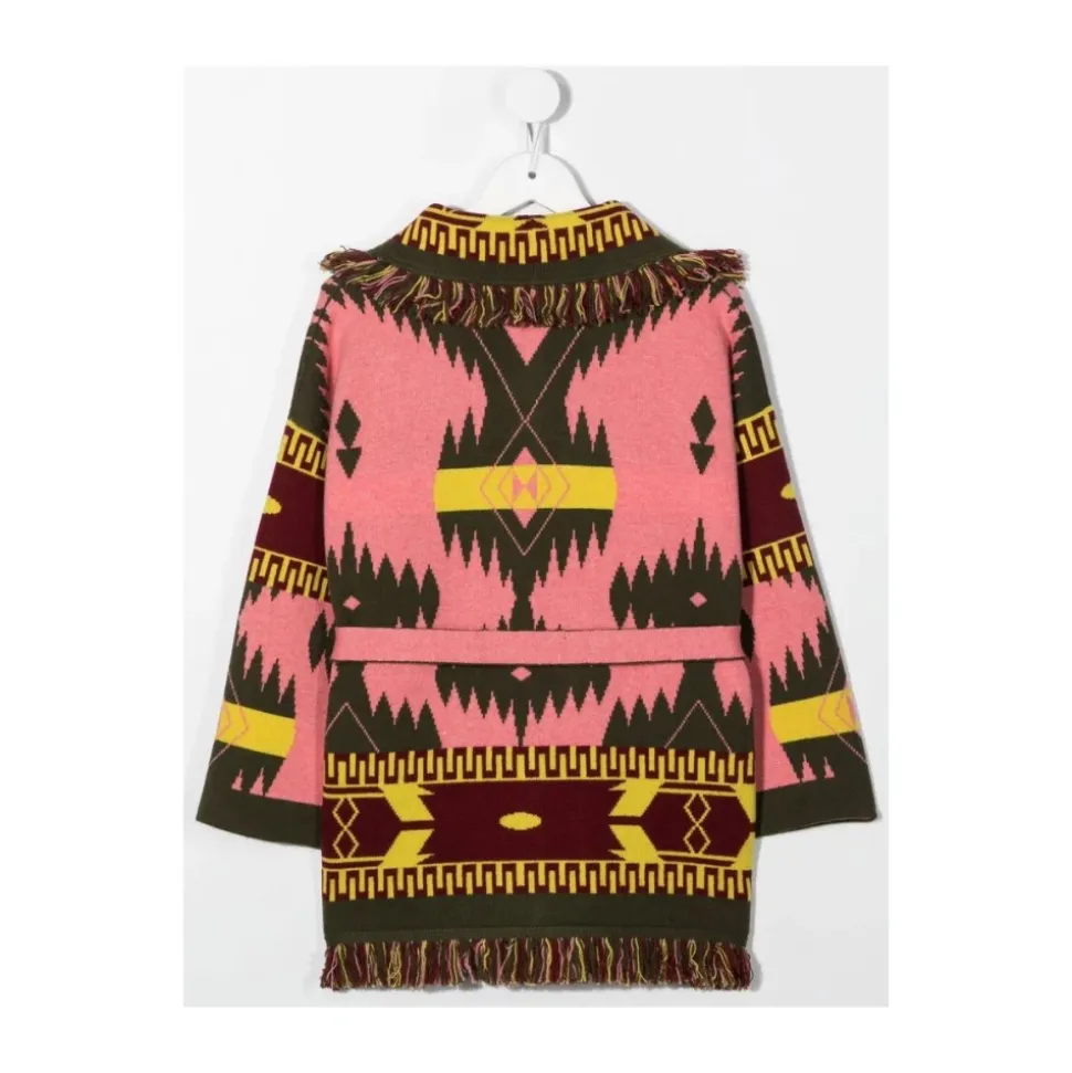 Gemusterte Strickjacke mit Gürtel