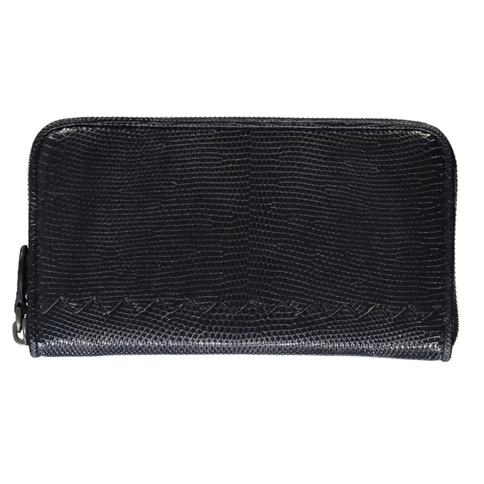 Genarbtes Leder Zip-Around Portemonnaie