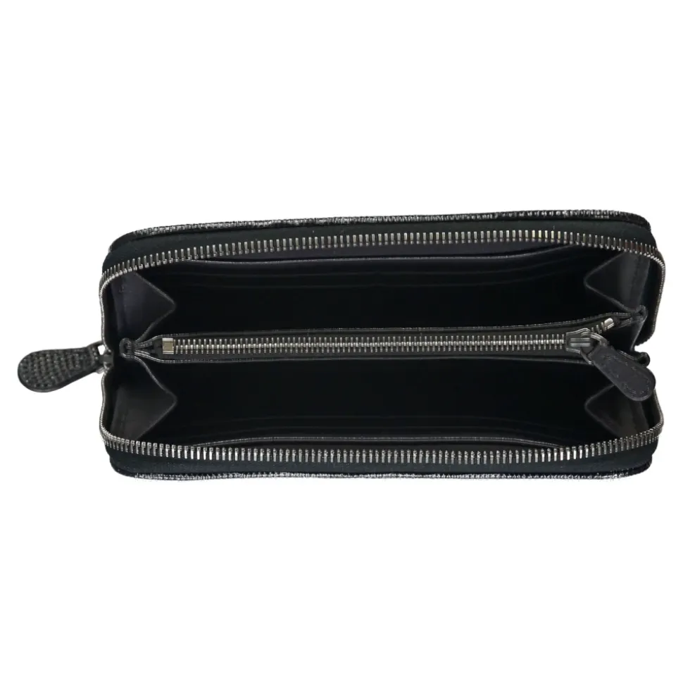 Genarbtes Leder Zip-Around Portemonnaie
