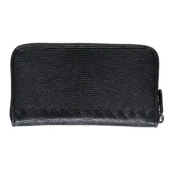 Genarbtes Leder Zip-Around Portemonnaie