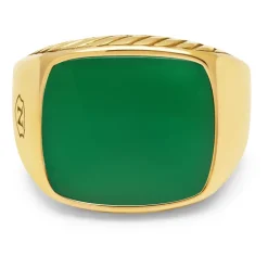 Gentleman's Gold Signet Ring with Green Agate