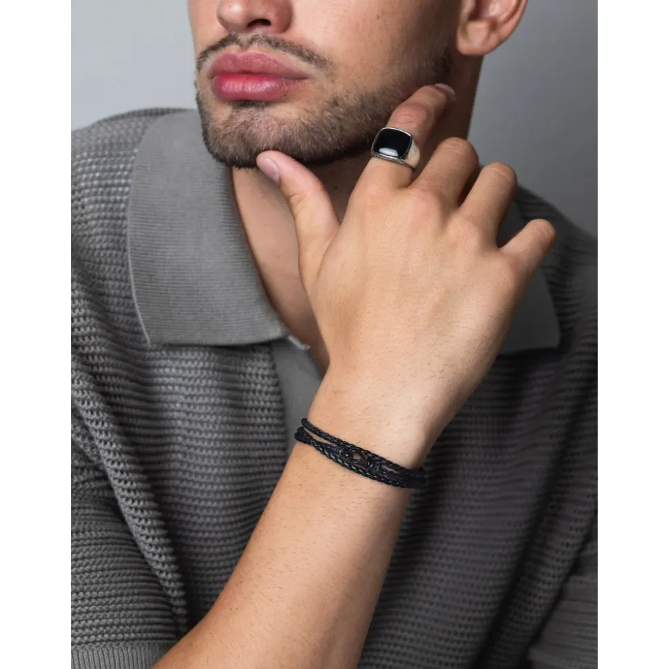 Gentleman's Silver Signet Ring with Black Onyx