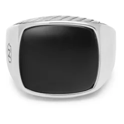 Gentleman's Silver Signet Ring with Black Onyx