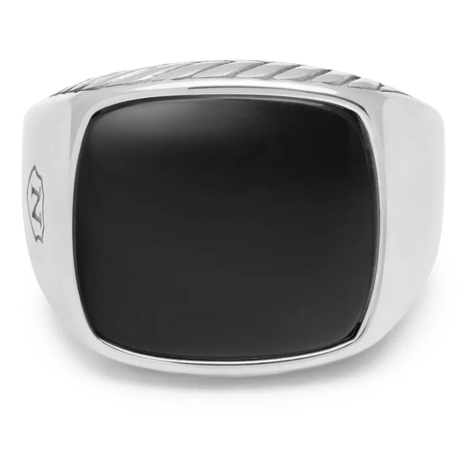 Gentleman's Silver Signet Ring with Black Onyx