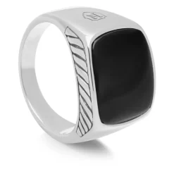 Gentleman's Silver Signet Ring with Black Onyx