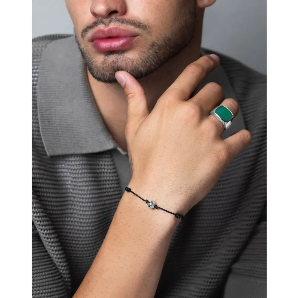 Gentleman's Silver Signet Ring with Green Agate