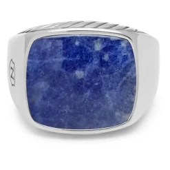 Gentleman's Silver Signet Ring with Blue Dumortierite