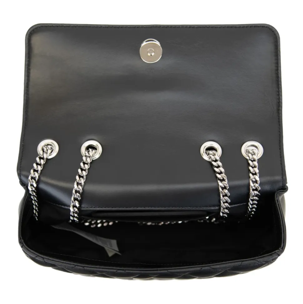 Gepolsterte Leder-Schultertasche mit Magnetknopf