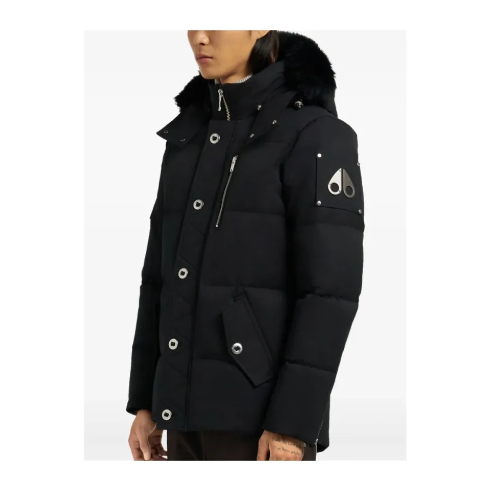Gepolsterte Schwarze Oberbekleidung mit Abnehmbarer Kapuze