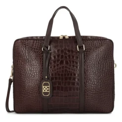 Geprägte braune Leder-Laptoptasche