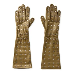 Geprägte Logo-Stulpen Lederhandschuhe