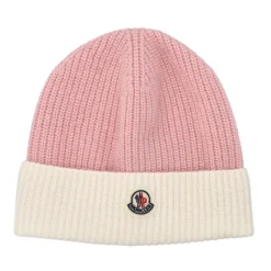 Gerippte Rosa Nylonmütze Logo Vorne
