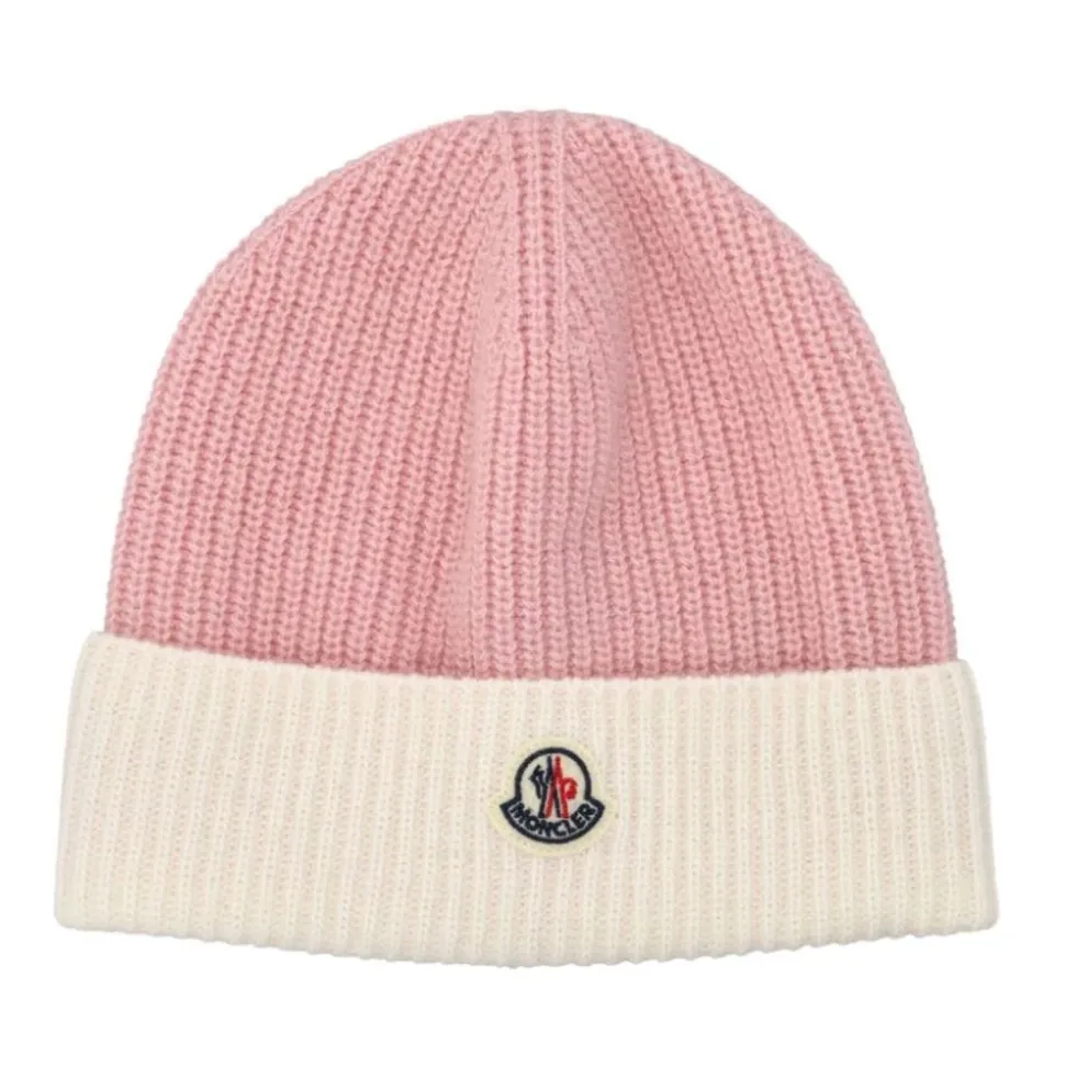 Gerippte Rosa Nylonmütze Logo Vorne