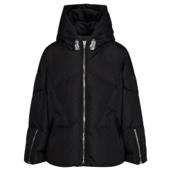 Gesteppte Daunenjacke mit schwarzer Kapuze