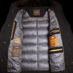 Gesteppte Gänsefedernjacke mit abnehmbarem Pelzbesatz