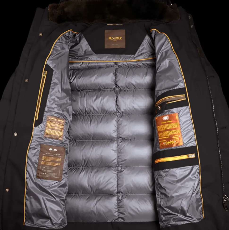 Gesteppte Gänsefedernjacke mit abnehmbarem Pelzbesatz