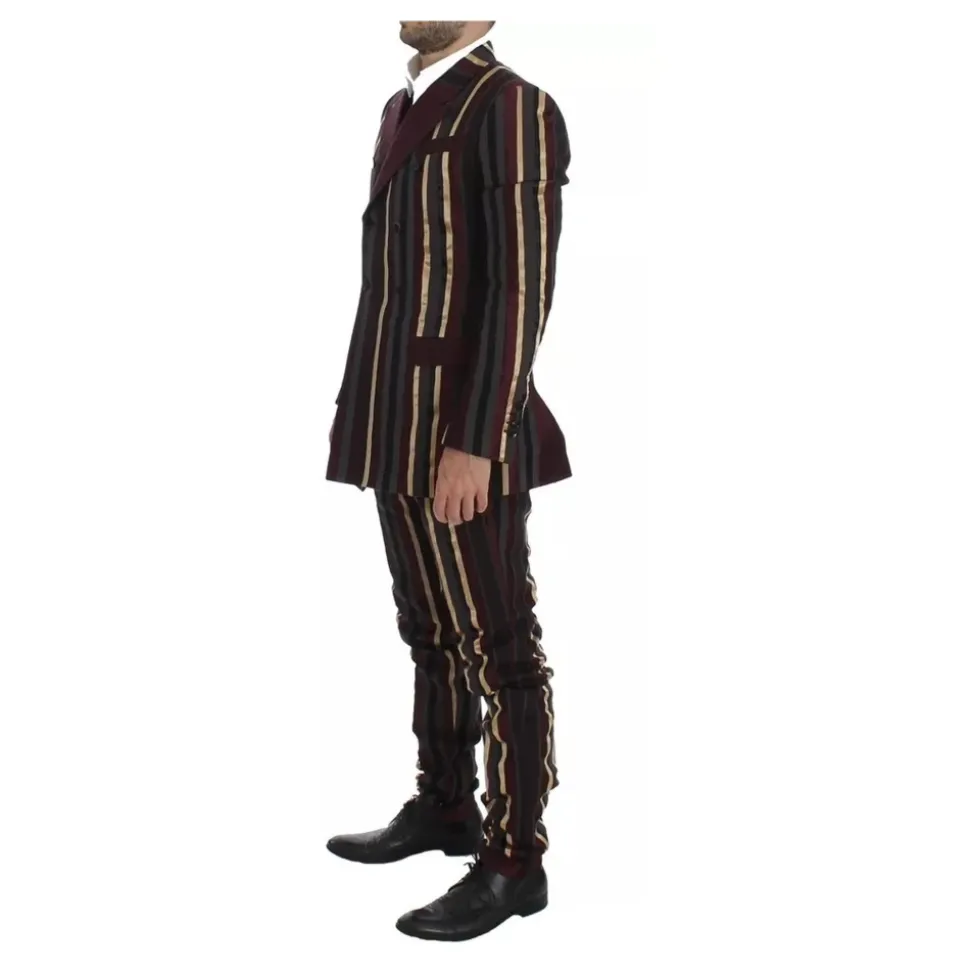 Gestreifter Doppelreihiger Slim Fit Anzug
