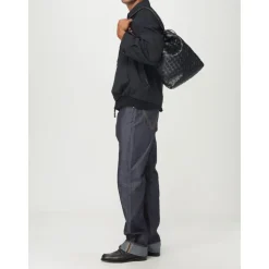 Gewebte Leder Schultertasche mit Kordelzug