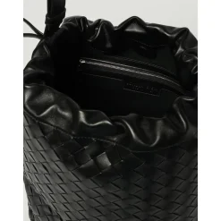 Gewebte Leder Schultertasche mit Kordelzug
