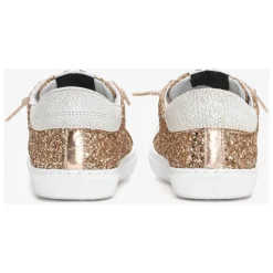 Glitzer Gold Leder Sneakers Weiß