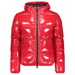 Glänzende Daunenjacke mit Kapuze