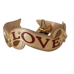 Gold Leder LOVE Patch Taschengurt