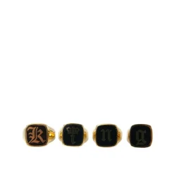 Gold Messing Emaille Set mit 4 Ringen