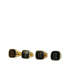 Gold Messing Emaille Set mit 4 Ringen