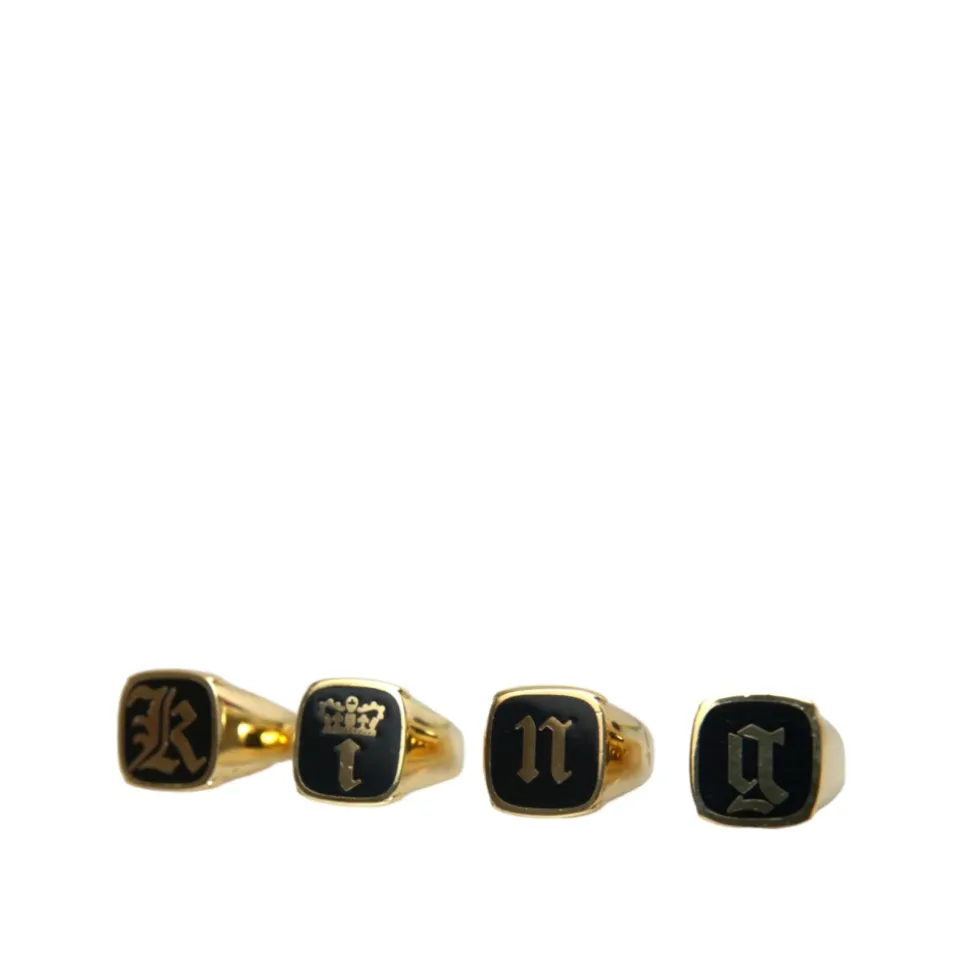Gold Messing Emaille Set mit 4 Ringen