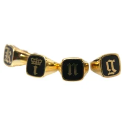 Gold Messing Emaille Set mit 4 Ringen