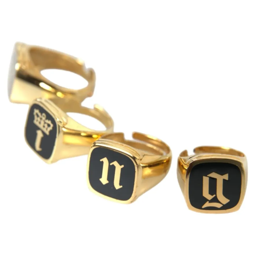 Gold Messing Emaille Set mit 4 Ringen