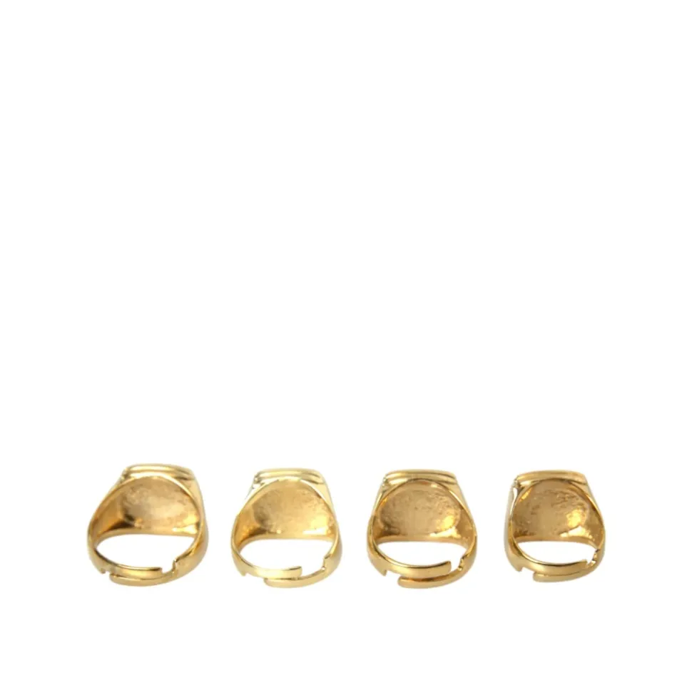 Gold Messing Emaille Set mit 4 Ringen