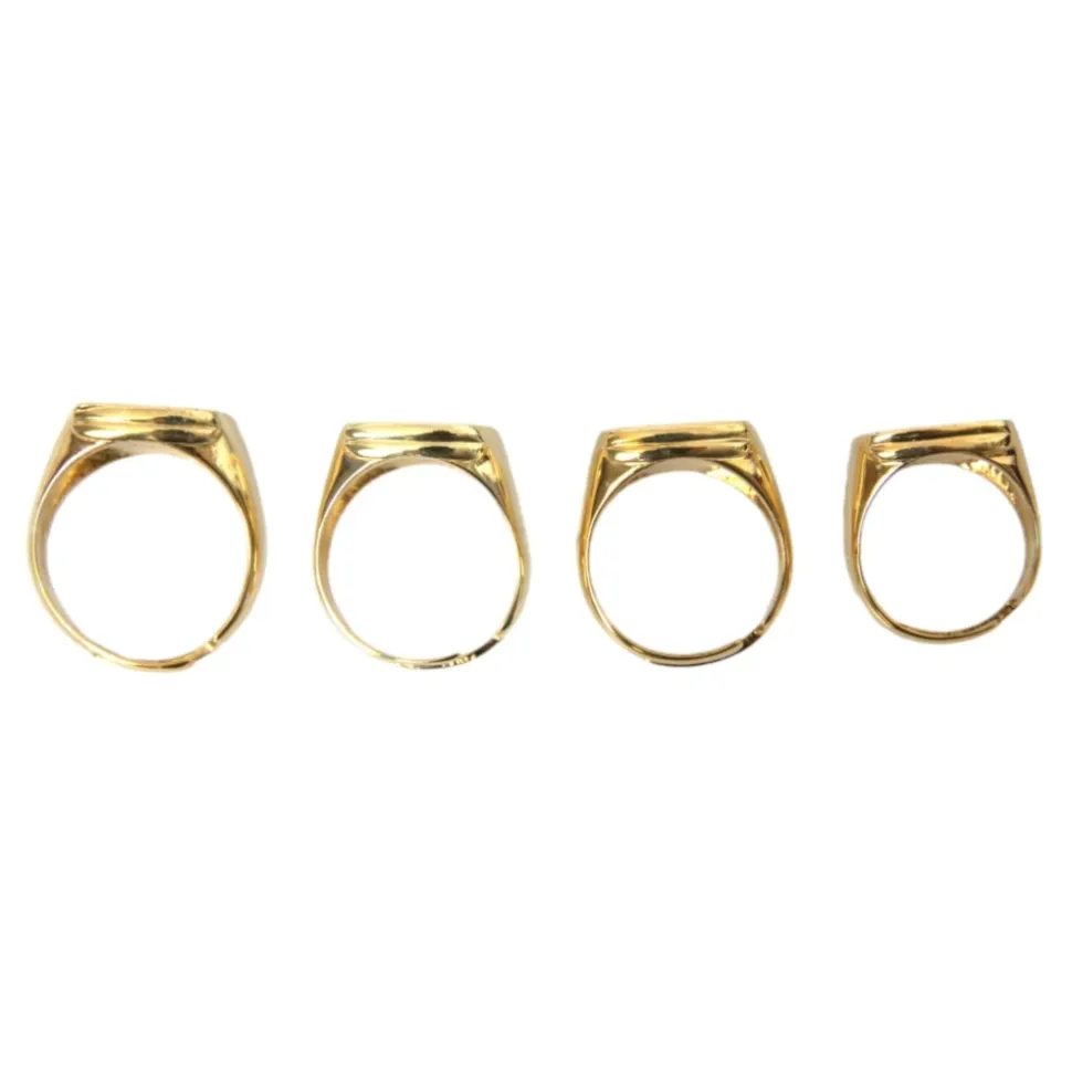 Gold Messing Emaille Set mit 4 Ringen