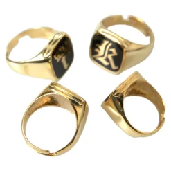 Gold Messing Emaille Set mit 4 Ringen