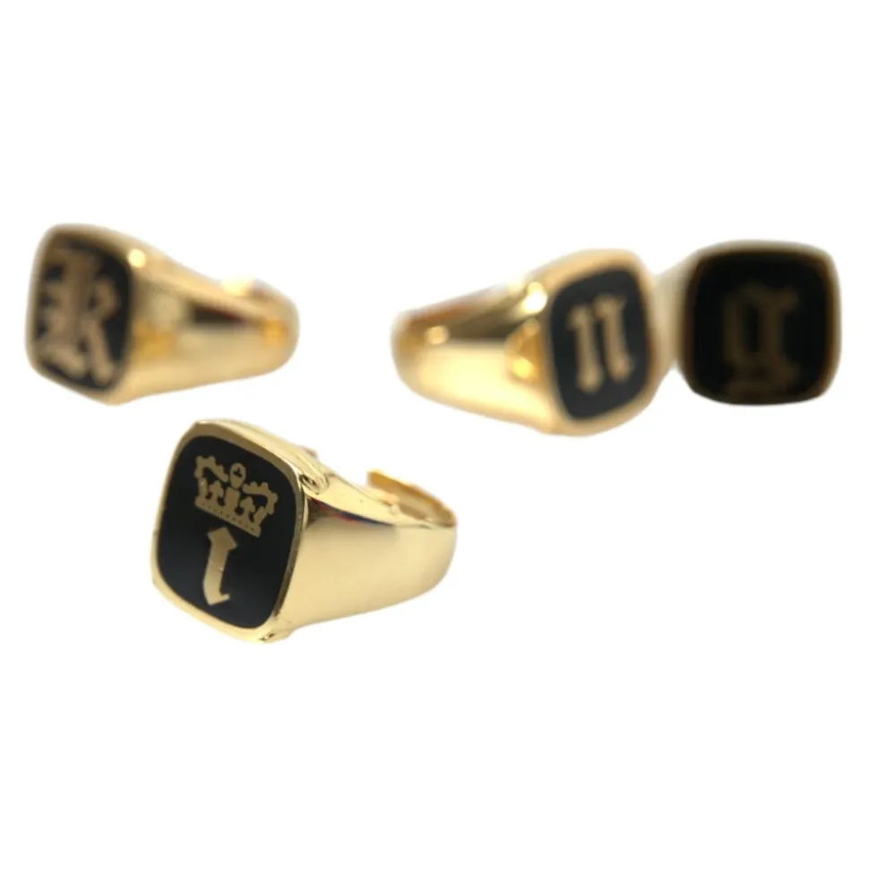 Gold Messing Emaille Set mit 4 Ringen