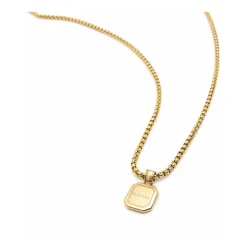 Gold Necklace with Square Blue Lapis Pendant