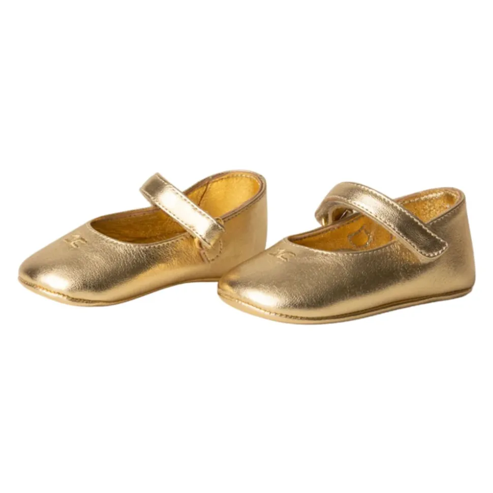 Goldene Ballerina-Schuhe mit Klettverschluss