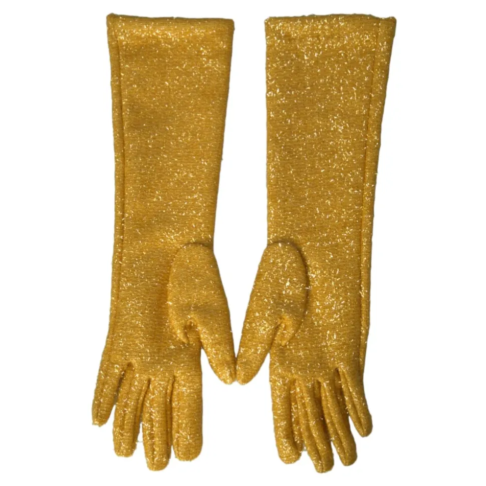 Goldene Lurex Mittelarmhandschuhe