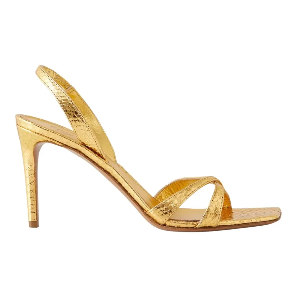 Goldene Metallic Stiletto-Sandalen