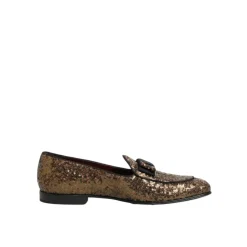 Goldene Pailletten Slip-On Loafers